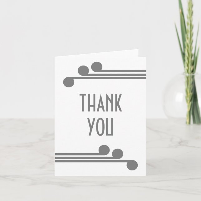 Gray Simple Deco Chic Thank You Card (Front)