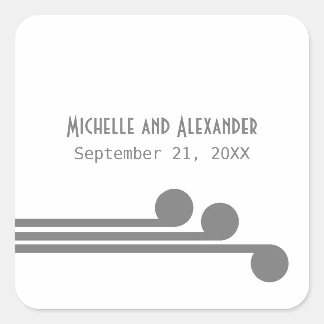 Gray Simple Deco Chic Wedding Stickers (Front)