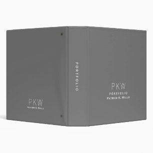 Gray Simple Minimalist Portfolio 3 Ring Binder