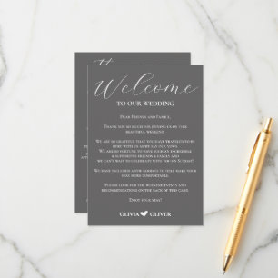 Gray simple minimalist wedding weekend itinerary enclosure card