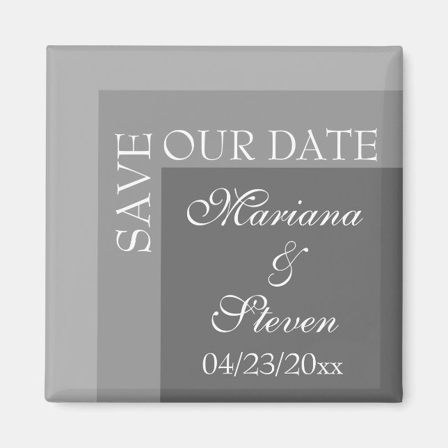 Gray Simple Modern Chic Script Wedding Magnet (Front)