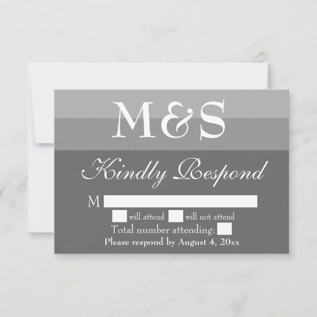 Gray Simple Modern Script Wedding RSVP Card (Front)