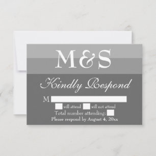 Gray Simple Modern Script Wedding RSVP Card