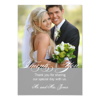 Gray Simple Photo Wedding Thank You Card