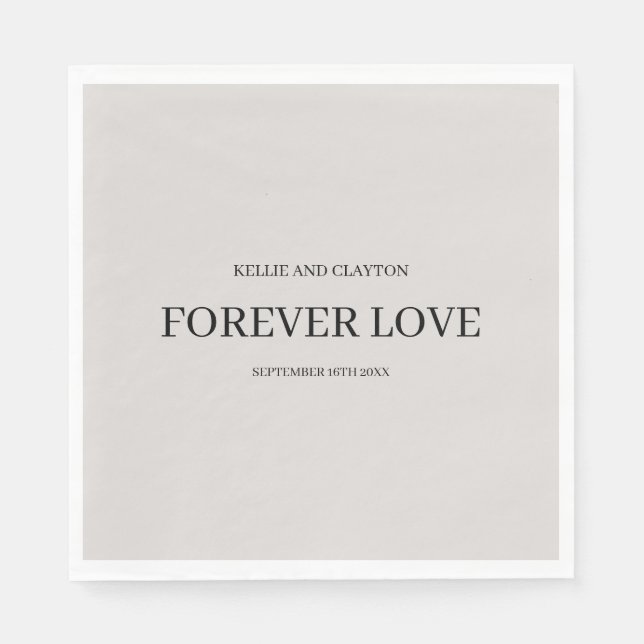 Gray Simple Wedding Napkins (Front)