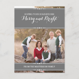 Gray Simply Chic Holiday Photo Postcard