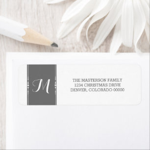 Gray Simply Chic Monogram Holiday Address Labels