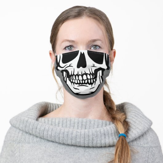 GRAY SKULL ADULT CLOTH FACE MASK (Worn)
