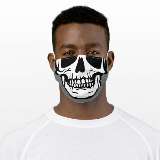 GRAY SKULL ADULT CLOTH FACE MASK (Worn)