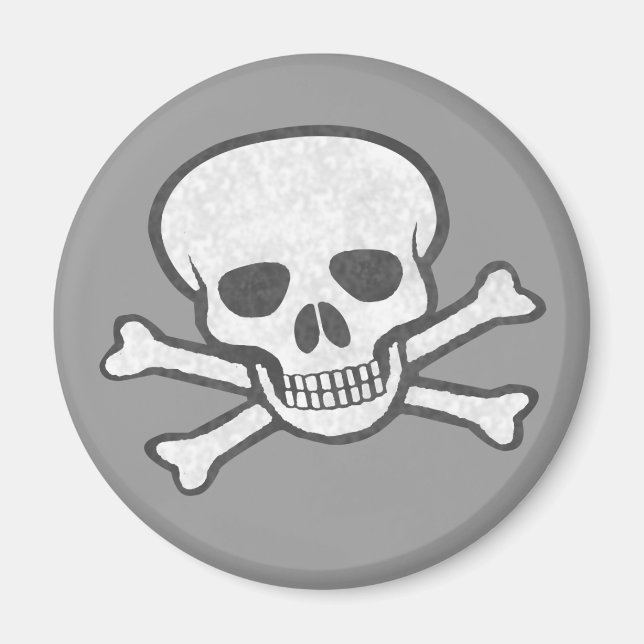 Gray Skull & Crossbones Magnet (Front)