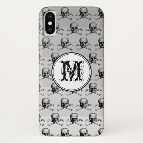 Gray Skull Halloween Personalized Monogram iPhone X Case
