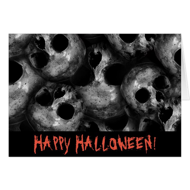 Gray Skulls Greeting Card (Front Horizontal)