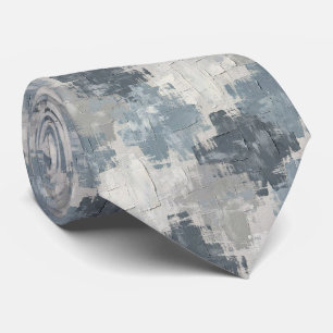 Gray Slate Blue Abstract Brush Strokes Neck Tie