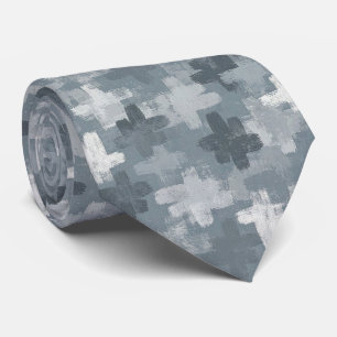 Gray Slate Blue Abstract Brush Strokes Neck Tie
