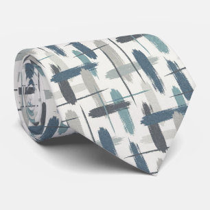 Gray Slate Blue Abstract Brush Strokes Ocean Color Neck Tie