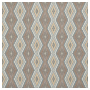 Gray Slate Blue Beige Brown Funky Argyle Pattern Fabric