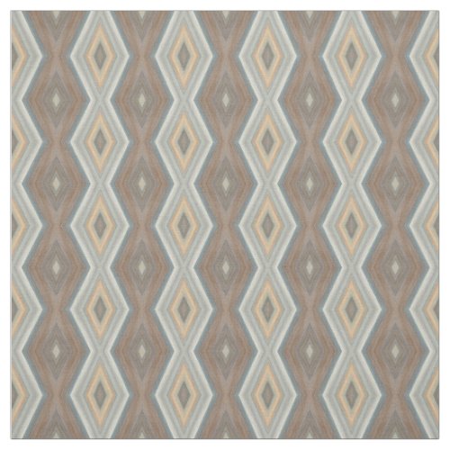 Gray Slate Blue Beige Brown Funky Argyle Pattern Fabric