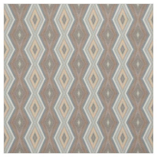 Gray Slate Blue Beige Brown Funky Argyle Pattern Fabric