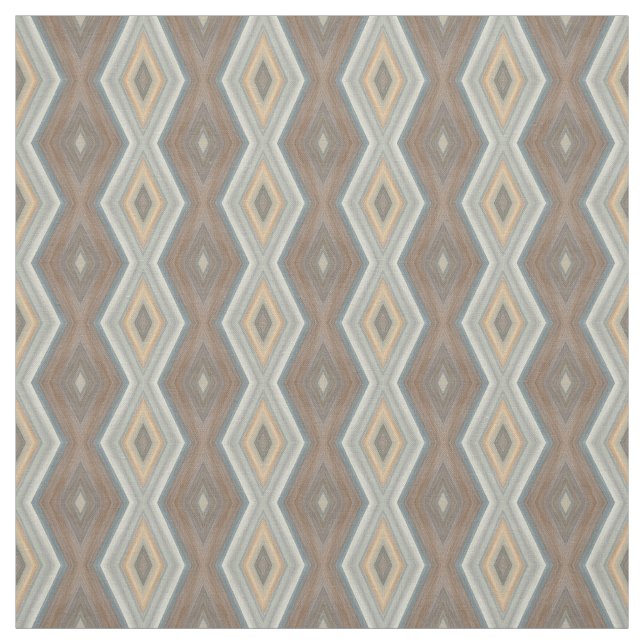 Gray Slate Blue Beige Brown Funky Argyle Pattern Fabric (Swatch)