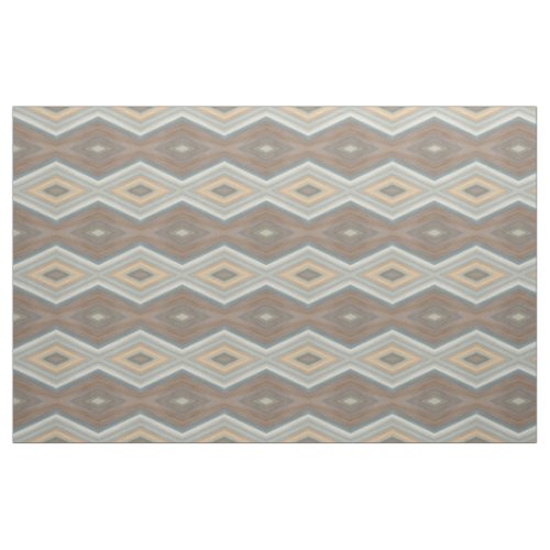 Gray Slate Blue Beige Brown Funky Argyle Pattern Fabric