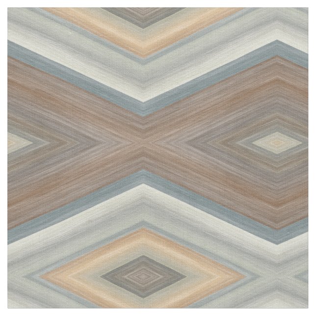 Gray Slate Blue Beige Brown Funky Argyle Pattern Fabric (Close Up)