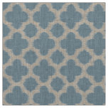 Gray Slate Blue Ikat Quatrefoil Pattern Fabric