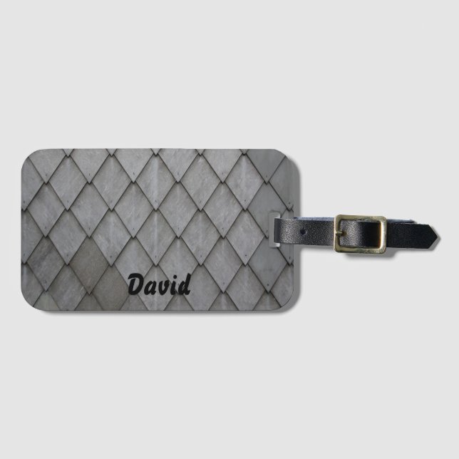 Gray slate tiles pattern luggage tag (Front Horizontal)