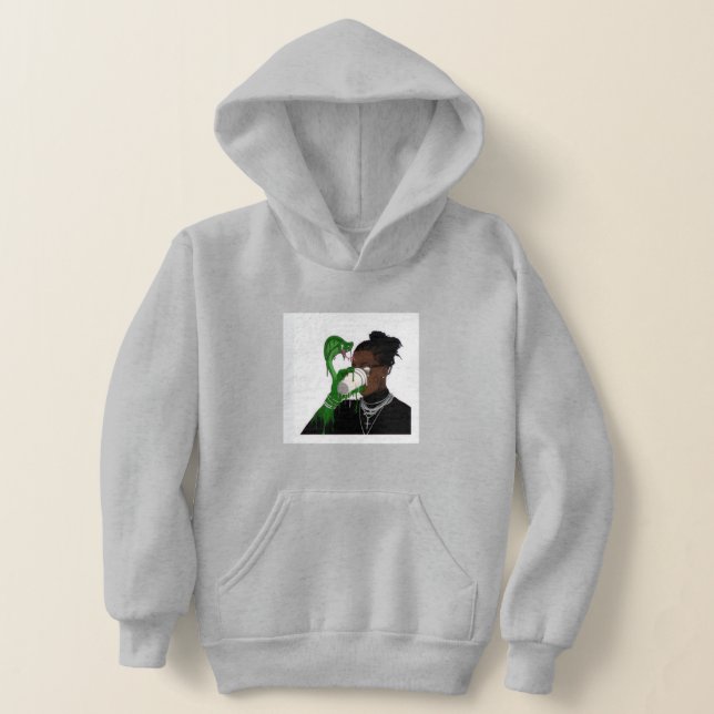Gray Slatt Young Thug For Boys and Teens  Hoodie (Laydown)