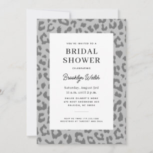 Gray Sleek Animal Print Bridal Shower Invitation
