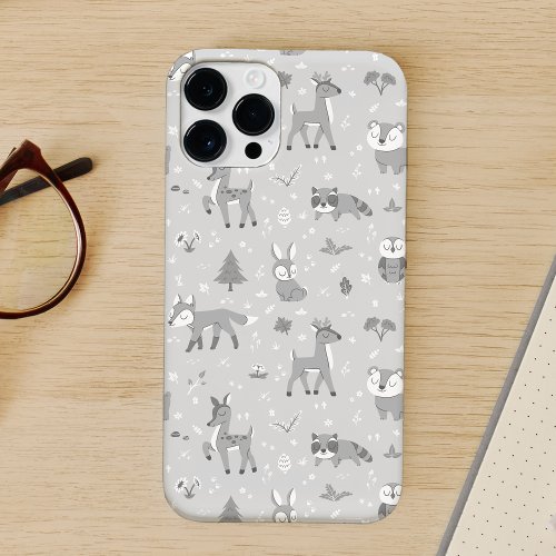 Gray Sleepy Woodland Critters Gender Neutral Case_Mate iPhone 14 Pro Max Case