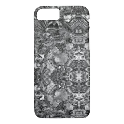 Gray Smoky Quartz  black white gray pattern  iPhone 87 Case