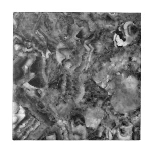 Gray Smoky Quartz, black white gray pattern Tile