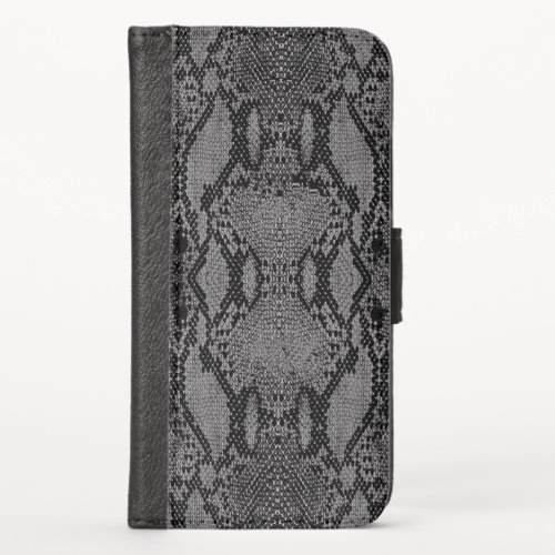 Gray Snake Skin Print iPhone iPhone XS Wallet Case