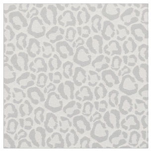 Gray Snow Leopard Animal Print Fabric