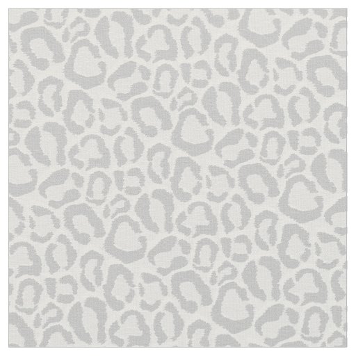 Gray Snow Leopard Animal Print Fabric