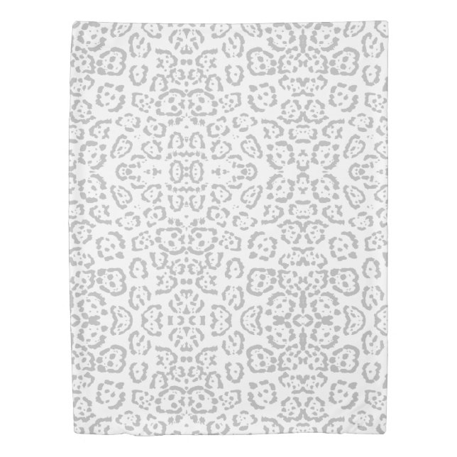 Gray Snow Leopard Cat Animal Print Duvet Cover (Front)