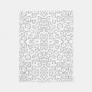 Gray Snow Leopard Cat Animal Print Fleece Blanket