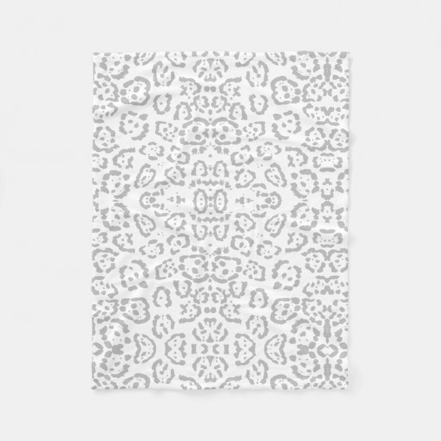 Gray Snow Leopard Cat Animal Print Fleece Blanket (Front)