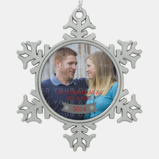 Gray Snowflake Banner Holiday Photo Ornament v2
