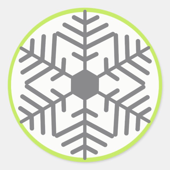 Gray Snowflake Holiday Sticker (Front)