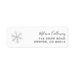Gray Snowflake Return Address Label