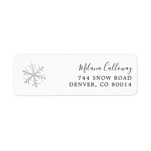 Gray Snowflake Return Address Label