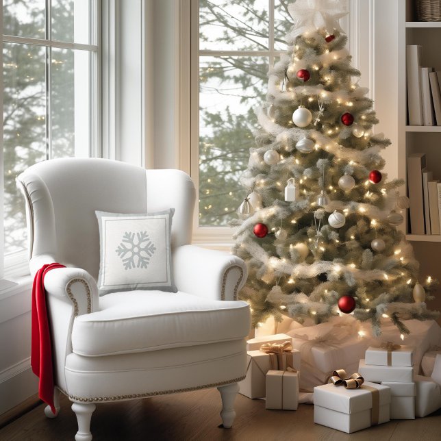 Gray Snowflake Throw Pillow (Creator Uploaded)