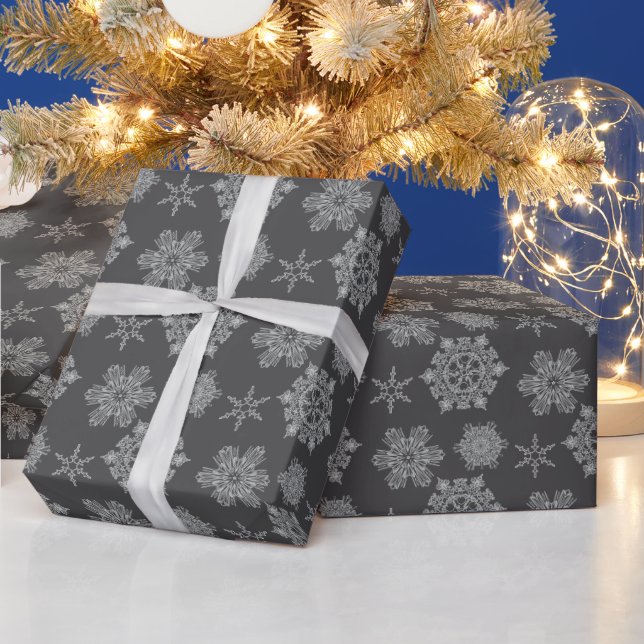 Gray snowflake Wrapping Paper (Holidays)