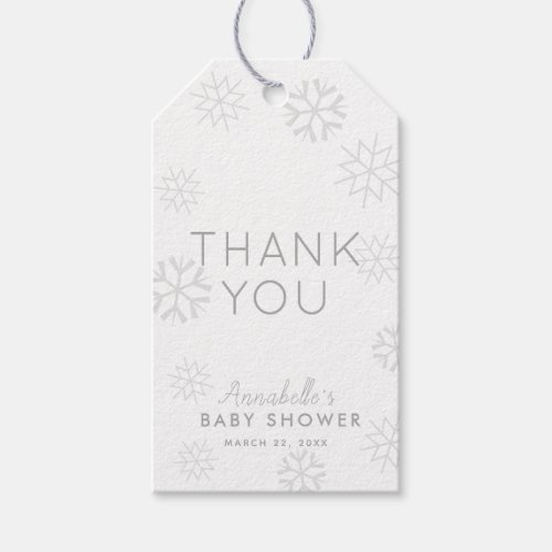 Gray Snowflakes Baby Its Cold Outside Thank You Gift Tags