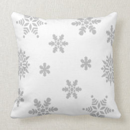 Gray Snowflakes Falling Throw Pillow