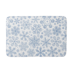 Gray Snowflakes on off white Bath Mat
