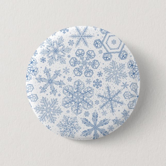 Gray Snowflakes on off white Button (Front)