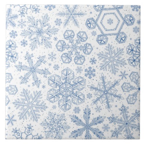 Gray Snowflakes on off white Ceramic Tile