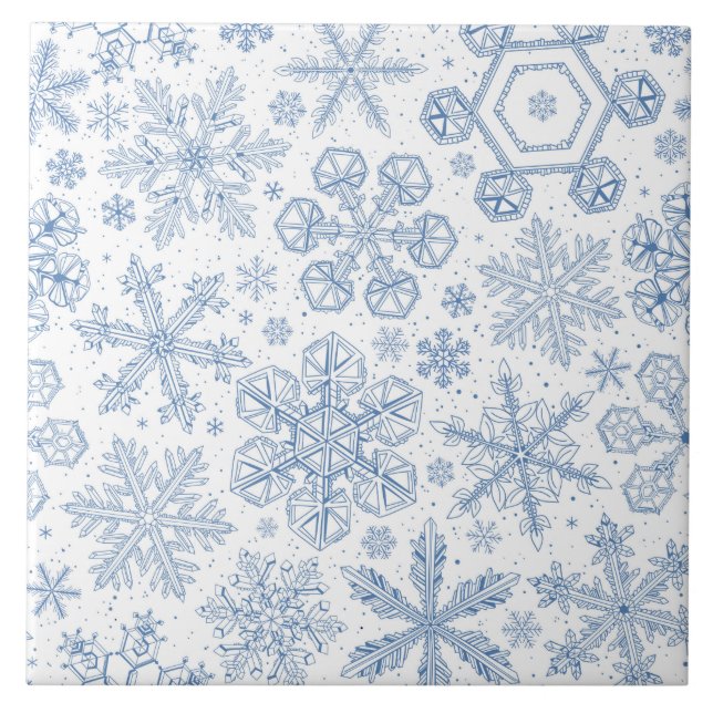 Gray Snowflakes on off white Ceramic Tile (Front)